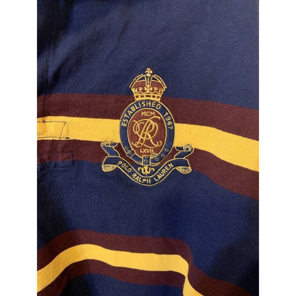 Vtg Polo Ralph Lauren Men’s Sz XL‎ Striped Polo Rugby Shirt Heavy No 8 Colorful - Picture 4 of 10